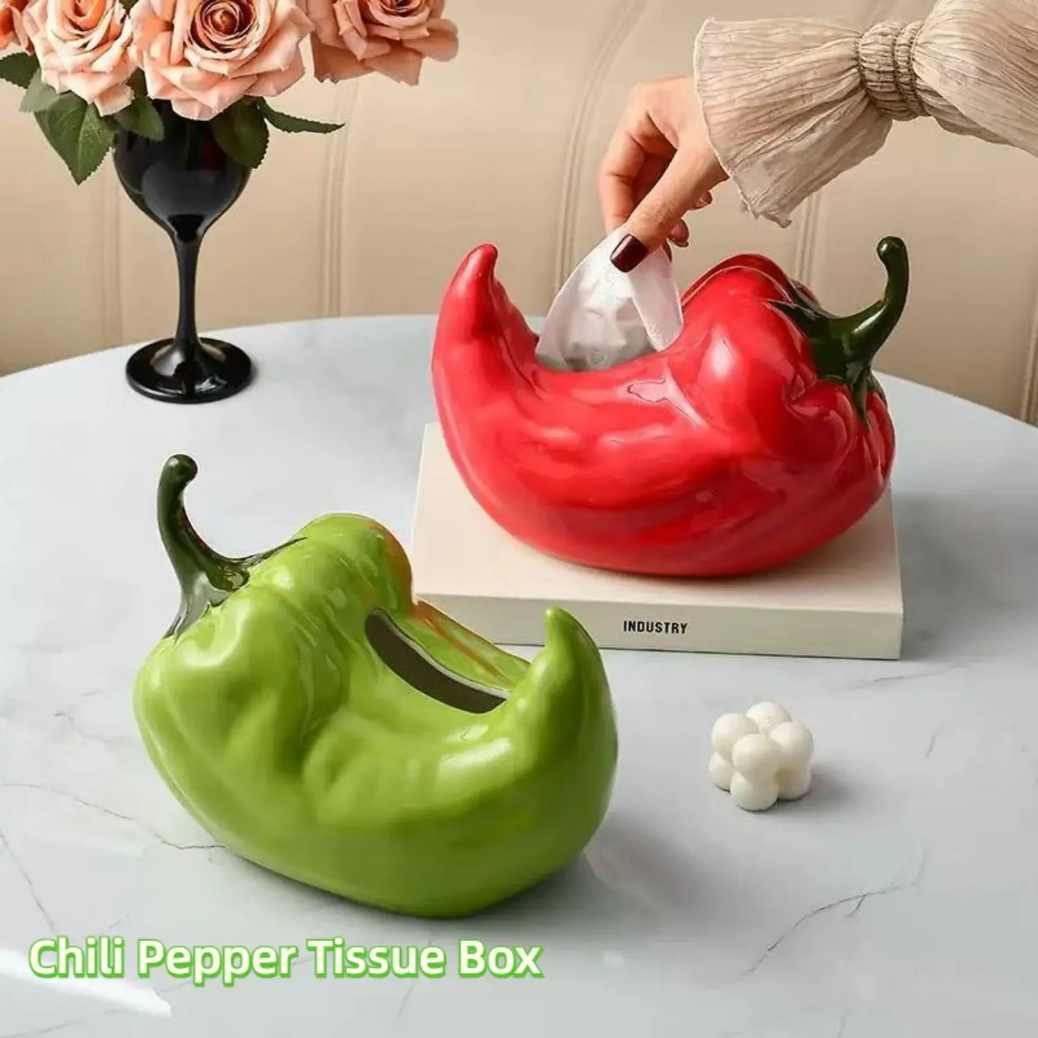 Creative Chili‑Shaped Tissue Box Holder Novelty Pepper Design Napkin Dispenser Household Desktop Tissue Container Decorative Tabletop Ornament for Living Room Home Decor