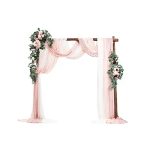 【DealsForYouDays】VEVOR Artificial Wedding Arch Flowers & Drapes Kit (Pack of 5) - 2 Floral Arrangements, 3 Sheer Drapes, Decorative for Wedding Ceremony Backdrop, Reception Bouquets