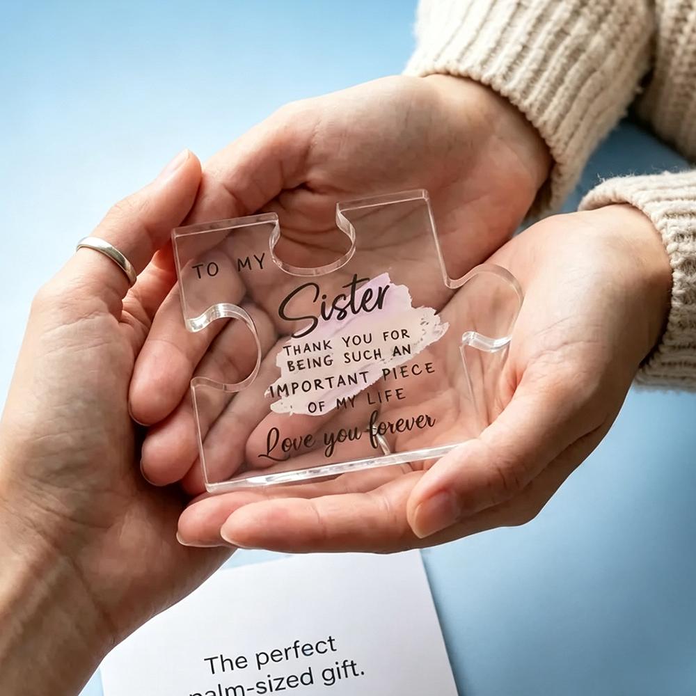 Unique Sister Birthday Acrylic Puzzle Plaque Desk Decoration Thanksgiving Christmas Wedding Mother's Day Gift Vintage Style Tabletop Mounting from Sister Brother