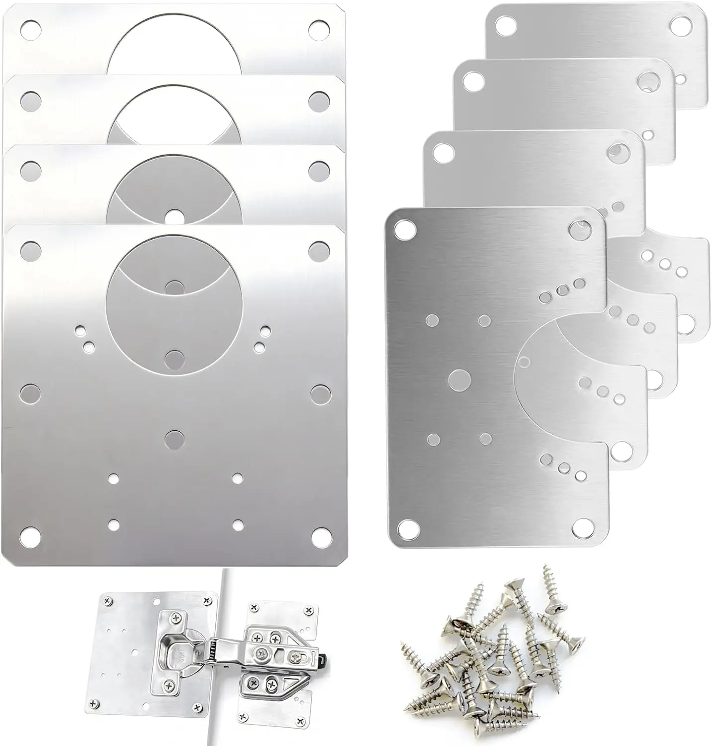 8 PCS Cabinet Hinge Repair, Stainless Hinge Kit, Stainless Door Hinge, Hinges Repair Board, Cabinet Fixing Bracket with Mounting Screws for Cabinet