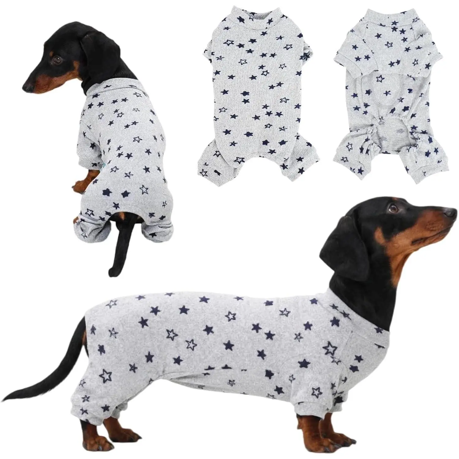 Truly Superior Upgrade Fabric Dachshund Pajamas for Dogs, Durable & Long-Lasting Dog Pajama Dachshund Clothes, Machine Washable Costumes for Weiner, Dog Pjs & Recovery Suit for Male Female Weenie, M