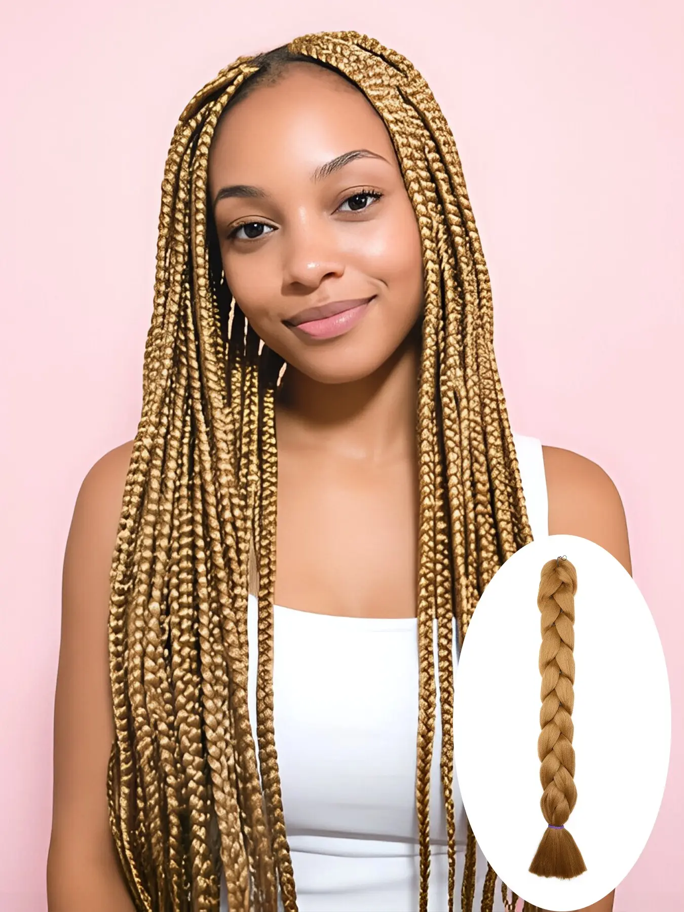 Pre-stretched extra-long crochet braiding hair (hot water set), 40-inch low-temperature synthetic hair extensions; available in various colors including black, red, gold, and green; suitable for women's daily wear.
