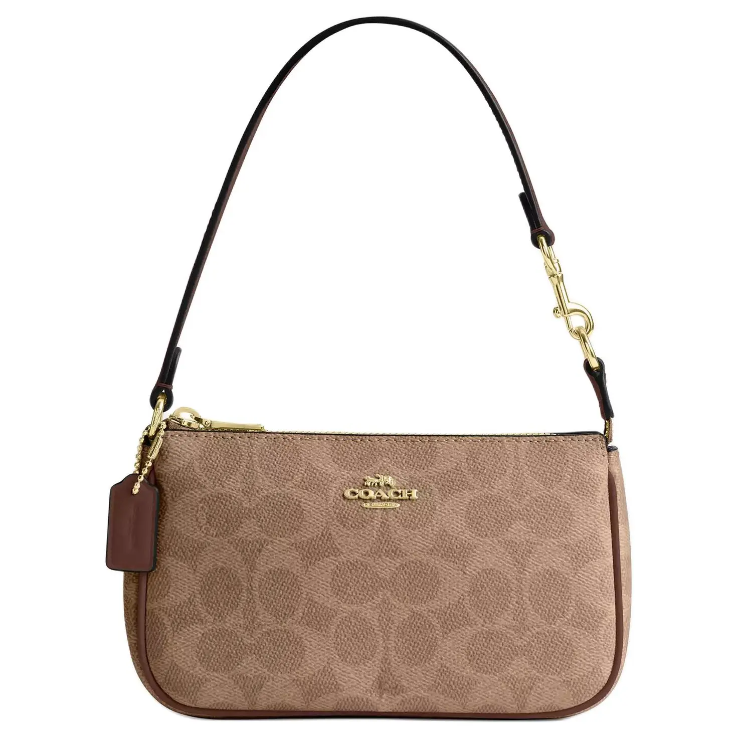COACH Nolita 19 Vintage Monogram Zip-Top Crossbody Handbag for Women, Tan and Brown Faux Leather COACH Nolita 19 Vintage Monogram Zip-Top Crossbody Handbag for Women, Tan and Brown Faux Leather