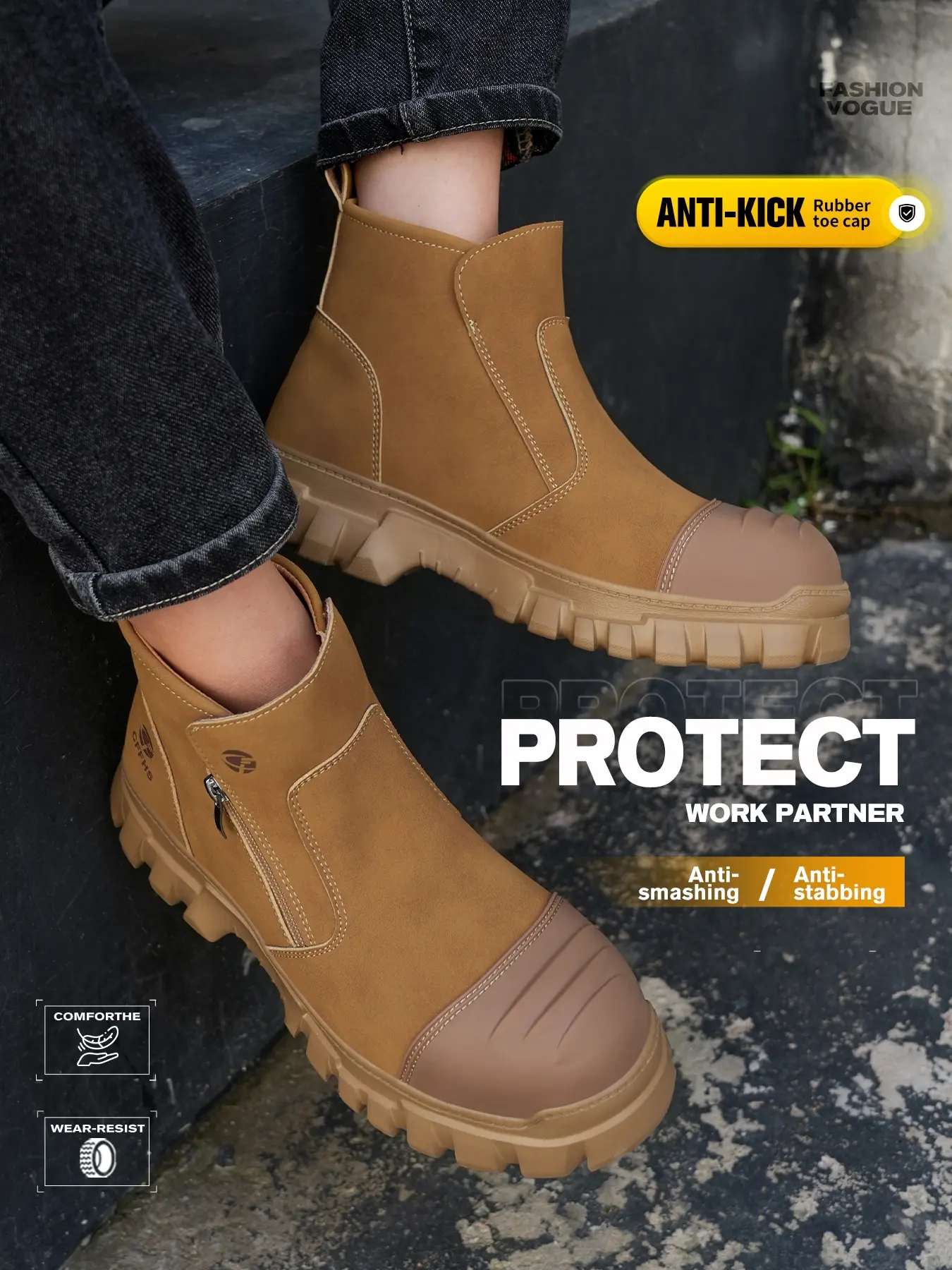 Safety Shoes Steel Toe Anti-Puncture Kevlar, Slip-Resistant Durable Work Boots, Ideal for Construction Factory Warehouse Daily Use
