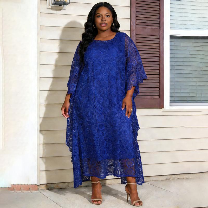 African Women's Solid Color Lace Kaftan elegant Dress 2026 Embroidery Rhinestone for Party Holiday Wedding Guest Plus Size Ladies Clothes for All Seasons maxi formal party gown goddess valentine's day vacation
