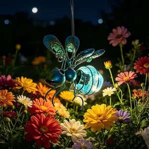 Bee Solar Lantern, Butterfly Fairy Garden Decor Light, LED Hanging Solar Lamp, Courtyard Butterfly Decoration, for Garden, Patio, Terrace