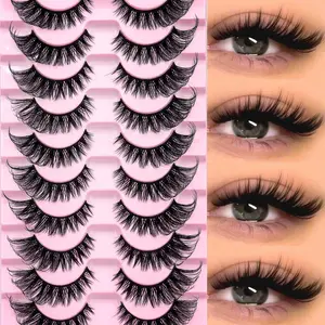 10 Pairs Manga Lashes, Cat Eye Lashes, Faux Mink Eyelashes, Fox Eye Eyelashes, Natural Full False Eyelashes, Cosplay Travel Essentials