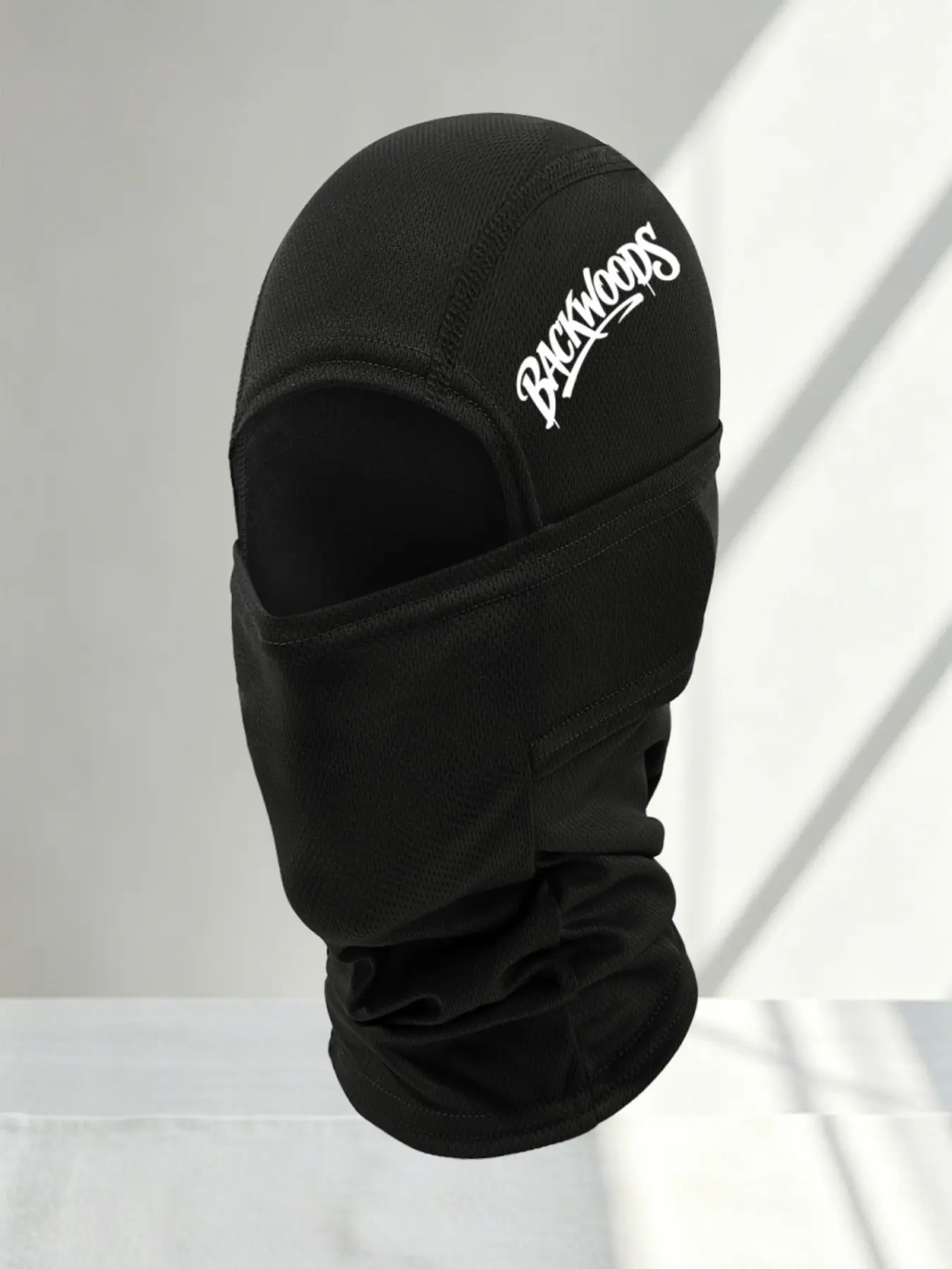 Backwoods Letter Print Balaclava Mask, Breathable Mesh Quick Dry, Windproof Motorcycle Cycling Ski Headwear, Unisex Streetwear Face Hood