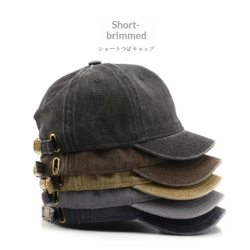 1pc Retro Short Brim Baseball Capsfor Men Women,Solid Color Adjustable Peaked Caps,Summer Casual Hip Hop Sun Hats Panama Caps