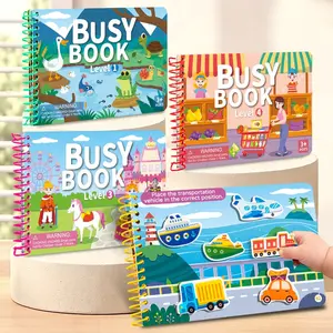 Kids Quiet Book Busy Book Stickers Handmade Early Education Sensory Toy for 3 to 6 Year Olds Preschool Learning Activities Gift