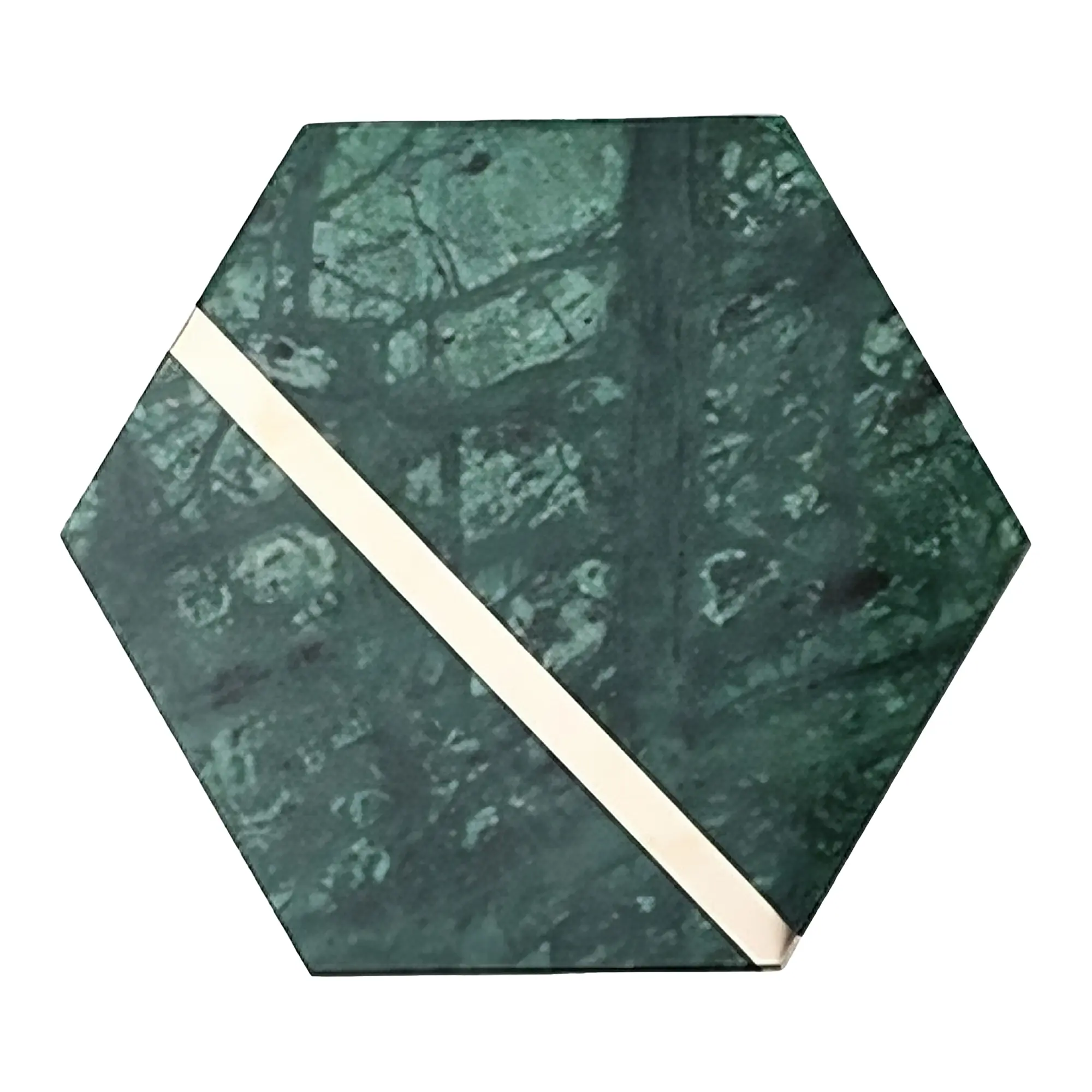 10cm Natural White Marble Coasters with Gold Brass Inlay, Semi Absorbent Stone Drink Coasters with Full Soft Non-Slip Backing, Unique Vein Anti-Stick Thick Cup Mats for Coffee Wine Glass Table Decor