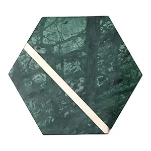 10cm Natural White Marble Coasters with Gold Brass Inlay, Semi Absorbent Stone Drink Coasters with Full Soft Non-Slip Backing, Unique Vein Anti-Stick Thick Cup Mats for Coffee Wine Glass Table Decor