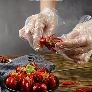 100pcs Disposable Gloves, Transparent Food Grade Plastic For Dishwashing, Beauty And All-Purpose Kitchen Supplies