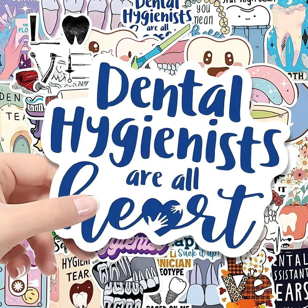 10/30/50pcs Cute Funny Dental Tooth Shaped Cartoon Stickers Dentist Store Teeth Health Sticker DIY Phone Luggage Guitar Sticker
