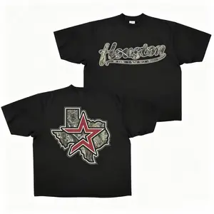 ⭐️Houston Texas Camo Graphic T-Shirt – Vintage Heavyweight Streetwear Tee, Camo Star Texas Edition Retro Cotton Crewneck, Oversized Casual Houston Menswear Shirt, Short Sleeve Urban Streetwear, Gift for Texas Fans & Streetwear Lovers