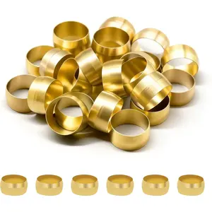 25 count Brass Compression Sleeves Ferrules for Tube OD 5/8", Hose Compression Fitting Brass Ferrule for DOT Air  Lines, Water, , Oil