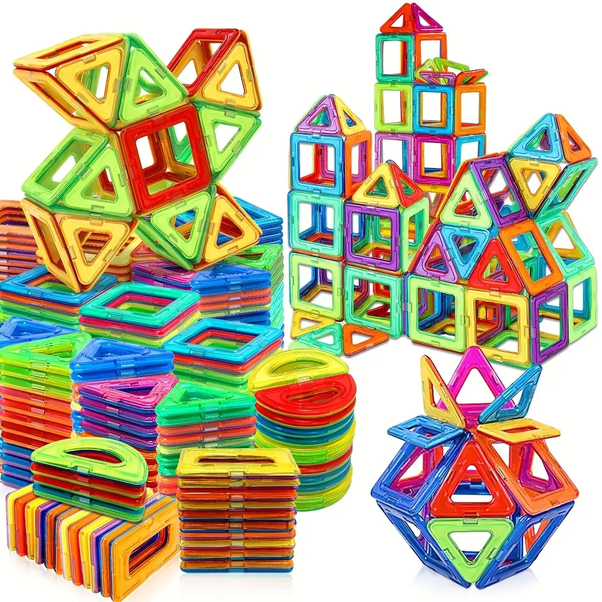 26/50/68pcsMagnetic Building Blocks Set, Blocks Tower Game, Stem Educational Toy for Kids, Creative Puzzle Gift, Random Colors, Ages 3+, Unisex, Choking Hazard Warning
