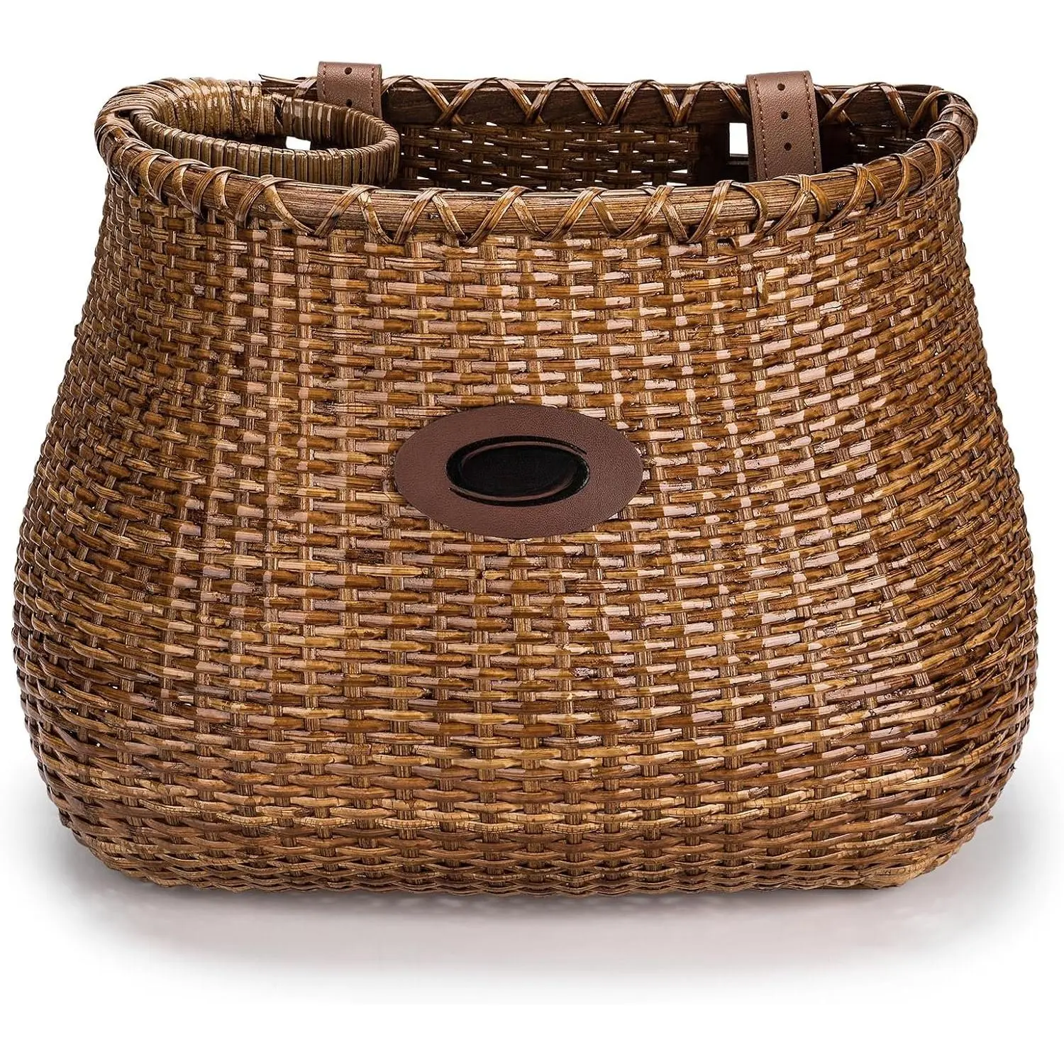 Basket -  Rattan  Baskets for Girls Women - Front   Basket with Coffee Cup Holder for Beach Cruiser, Scooter, Ebike