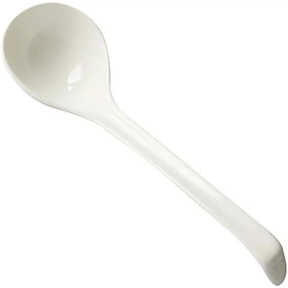 LeBlue 1-Pack 10.6" White Bone China Cutlery, Asian Chinese Big Henry Serving Soup Spoon Ladle, Reusable, Dishwasher & Microwave Safe Tableware