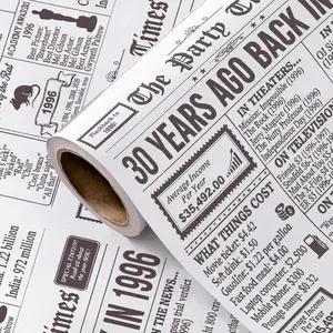 WRAPAHOLIC Kraft 30th Birthday Wrapping Paper Roll - Mini Roll - 17 Inch x 16.5 Feet - Back in 1996 Vintage Newspaper Kraft Wrapping Paper for 30th Birthday, Women Men Adult, Anniversary