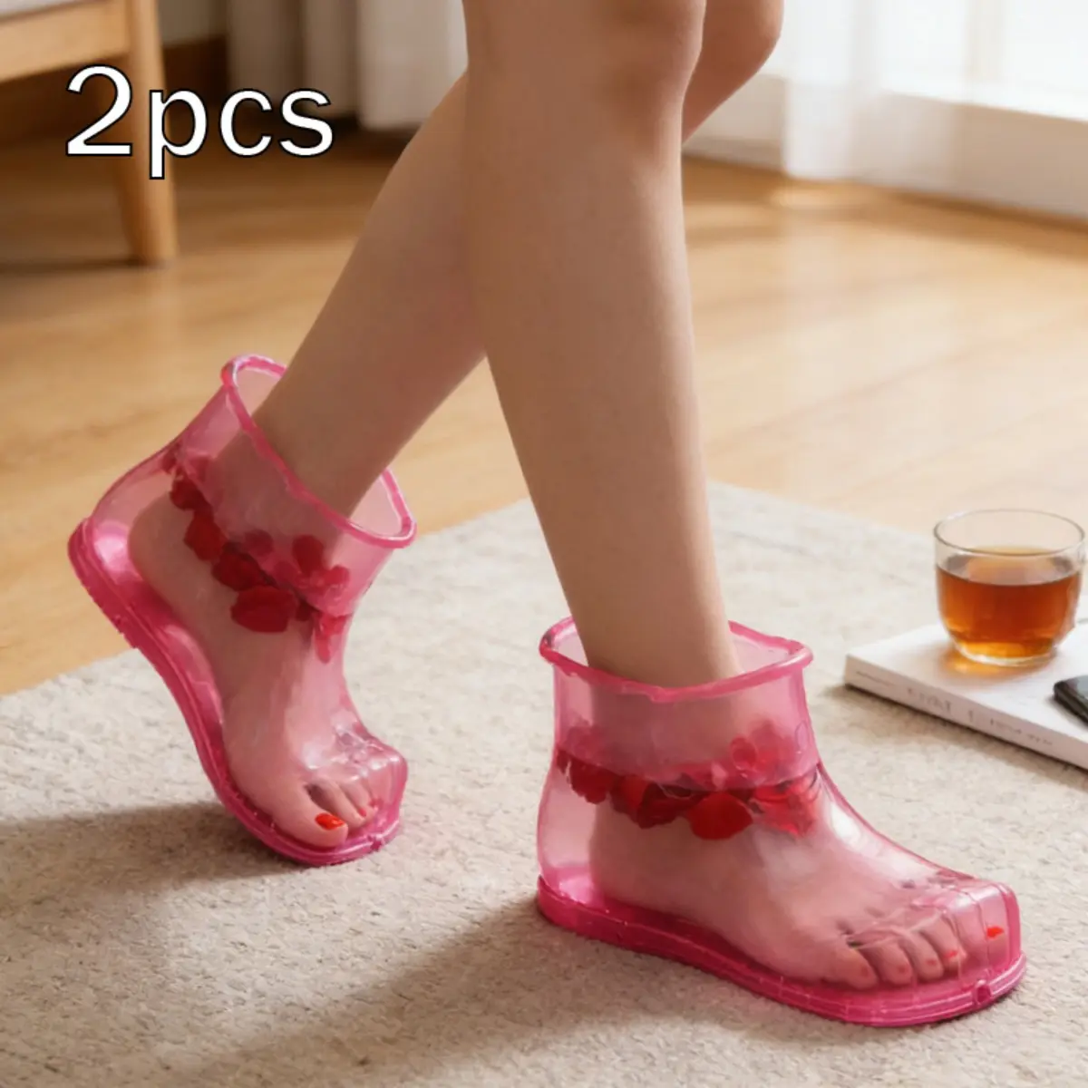 2PCS Portable Wearable Foot Soaking Boots, Reusable Home Foot Spa Bath Shoes, Water Saving Design, No Electricity Required, Odor Free Foot Care for Relaxation, Self Care, Home and Travel, Comfortable Daily Foot Soaking Tool