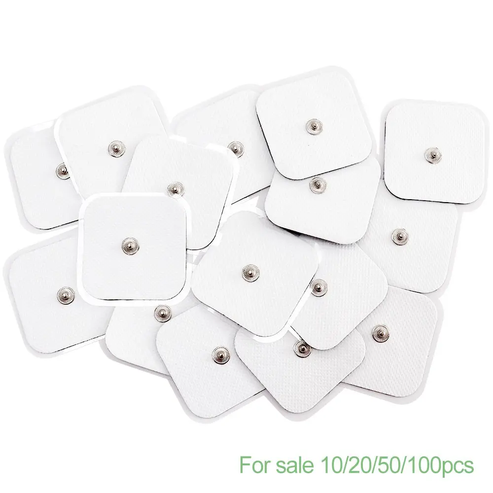 5x5cm Reusable TENS EMS Electrode Pads for Pulse Electric Digital Therapy Massage Machine Gel Patches Slimming EMS Muscle Stimulation Accessories Attachment