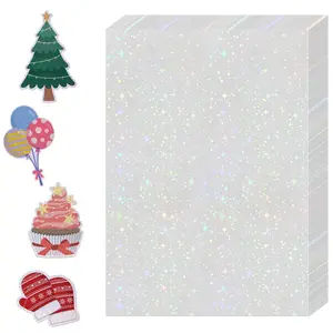 36 Sheets Holographic Sticker Paper,Holographic Laminate Sheets,A4 Size Clear Vinyl Sticker Sheets Self-Adhesive Rainbow Overlay Sheets,11.7 x 8.3 Inches()