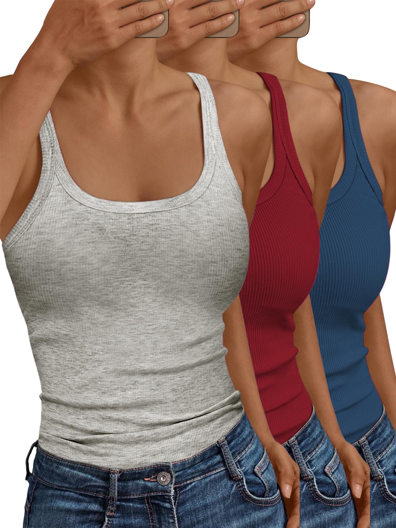 Women's Solid Scoop Neck Cami Top, Casual Sleeveless Top for Daily Wear, Ladies Clothes for All Seasons, Womenswear