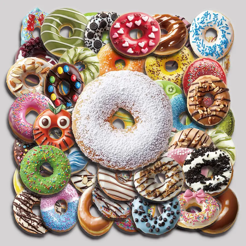 50PCS Donut Aesthetic Vinyl Stickers Pack for Laptop Water Bottle Phone Case Skateboard Journal Scrapbook DIY Decoration