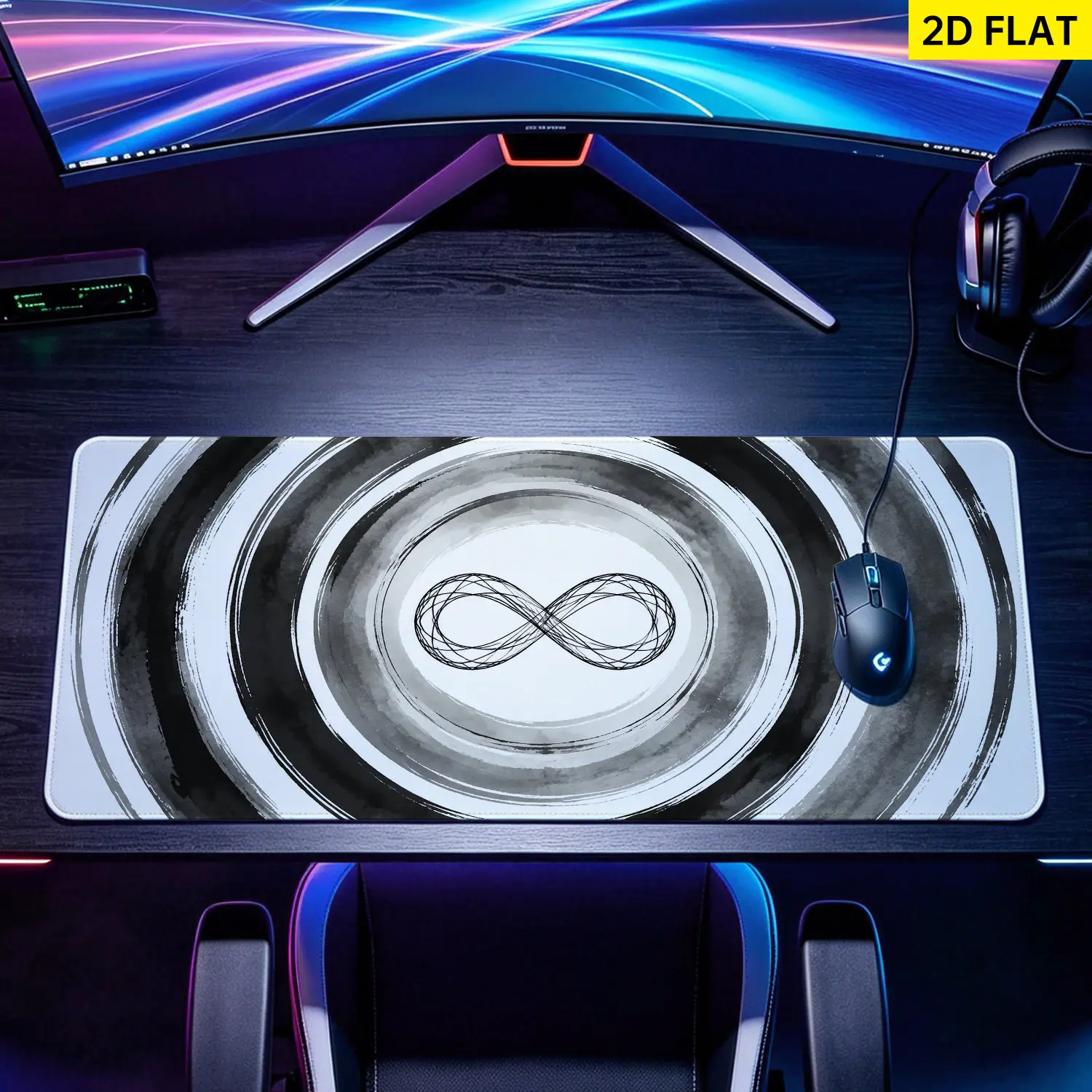 Infinity Symbol Abstract Art Mouse Pad - Extra Large, Multi-Size, Non-Slip Rubber Pad, Locked Edges, Washable, Desk Protection, Premium Multipurpose for Office, Gift for Family