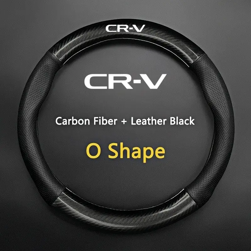 Universal Car Steering Wheel Cover, Carbon Fiber Leather, Anti-Slip, Fashionable, Compatible with Honda Crv, Car Accessories