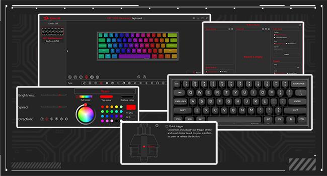 Redragon K617 Rapid Trigger Gaming Keyboard, 60% 61 Keys Wired Mechanical Keyboard w/Hyper-Fast Actuation, Dedicated Magnetic Switch, Actuation Point Adjustable, 8K Hz Polling Rate, Misty Grey