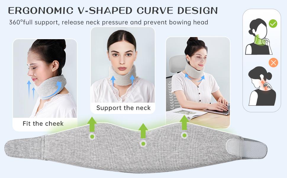 [Reidio] Natural Latex Neck Support Brace Soft Breathable Adjustable Cervical Collar with Extension Belt & Storage Bag Neck Stretcher for Neck Pain Relief & Support Head Down Prevention