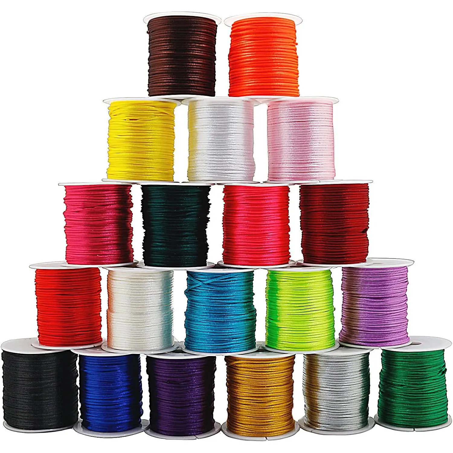656 Yards 1mm Rattail Satin Nylon Trim Cord 20 Colors Silk Cord Beading String for Necklace Macrame Friendship Bracelet Chinese Knot Kumihimo Dream Catchers Braid Hair