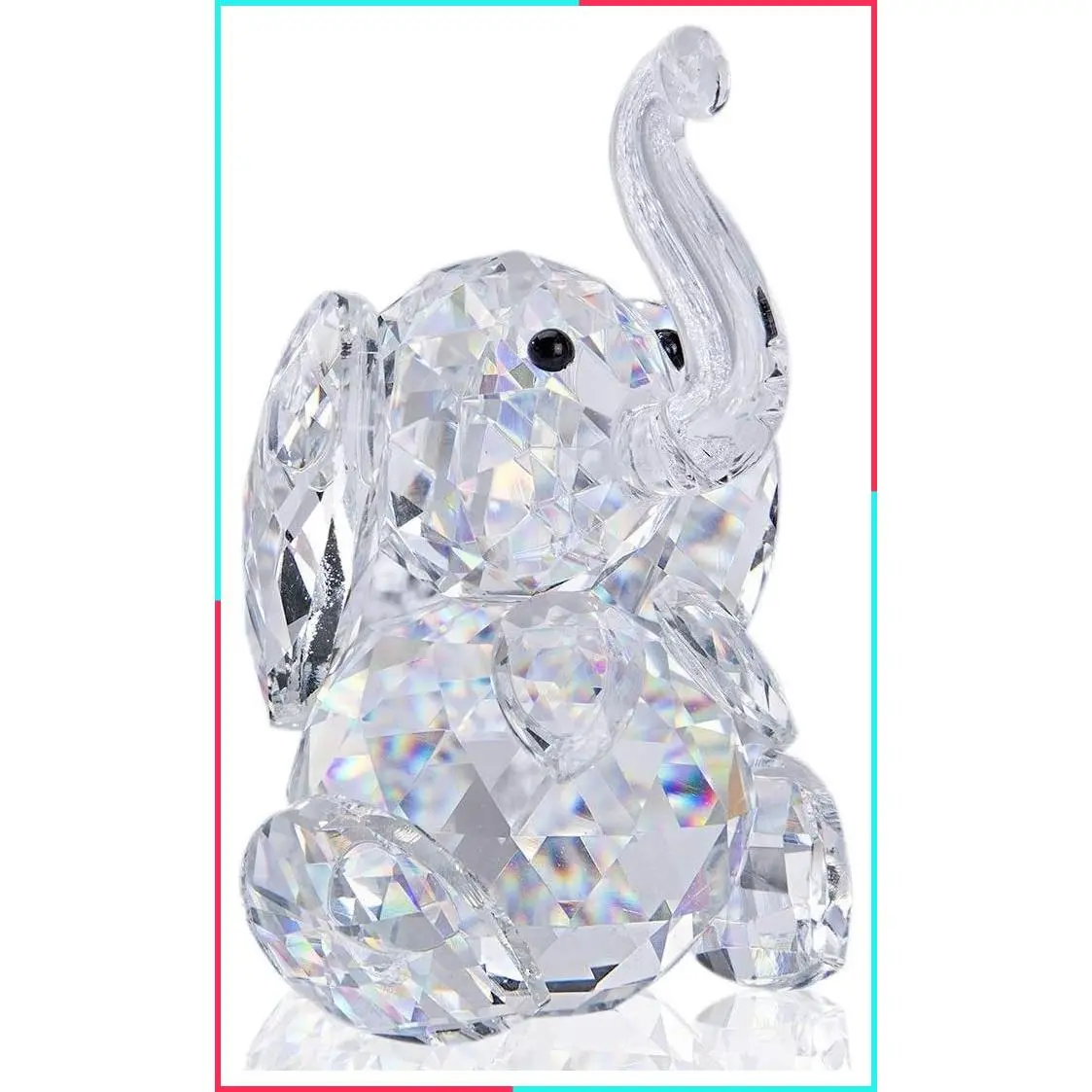 Cute Crystal Elephant Figurine Collection Cut Glass Ornament Statue Animal Collectible