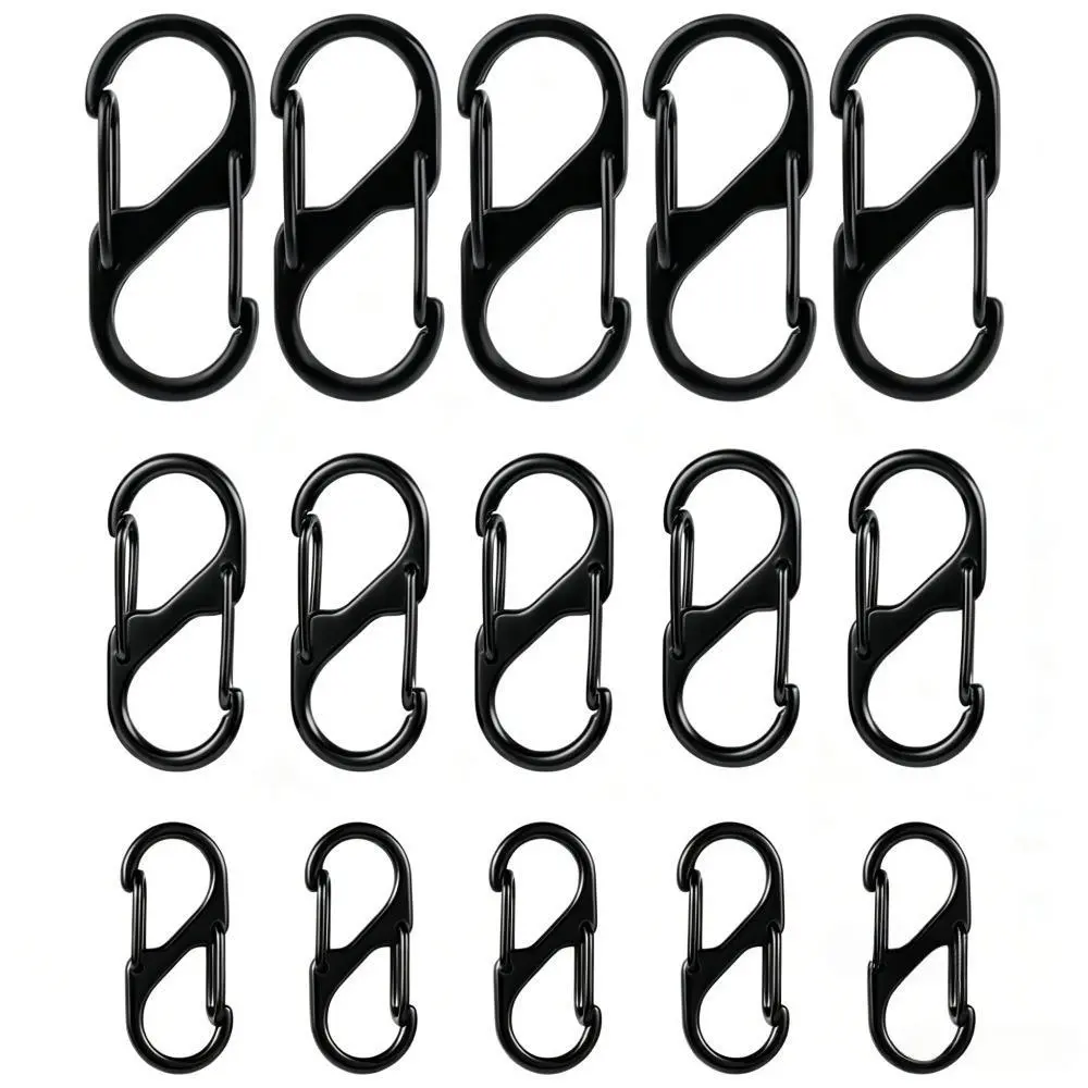 15 Pcs S-Shaped Double Head Spring Hooks, 30/40/50mm Lightweight Waterproof Buckles, Replacement Zipper Lock Clips for Backpack, Outdoor Hiking Fishing Camping