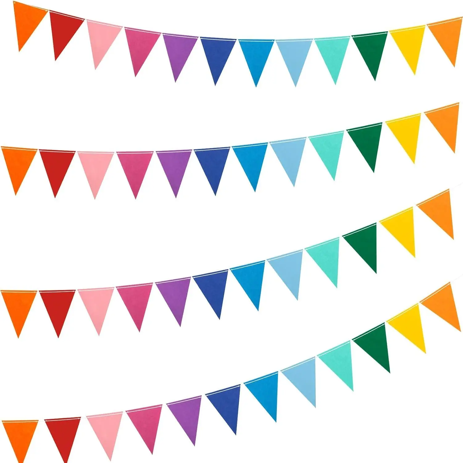 Pennant Banner Flags 4 Sets - 12 Colors Felt Triangle Bunting |  Felt Garland Banners for Birthday Party, Carnival, Christmas Decor, Wedding, Graduation, Classroom and  Decor