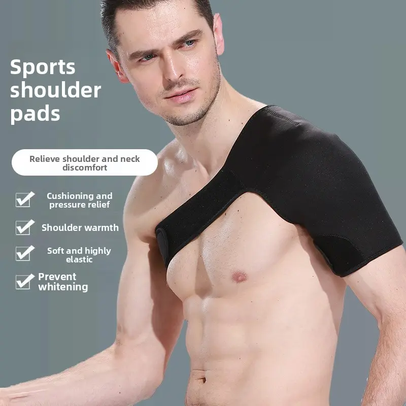 Sports Protective Shoulder Pads with Adjustable Strap, Wrap-Around Design, Support, Secure Hold, Shock-Absorb Feature for Basketball, Fitness