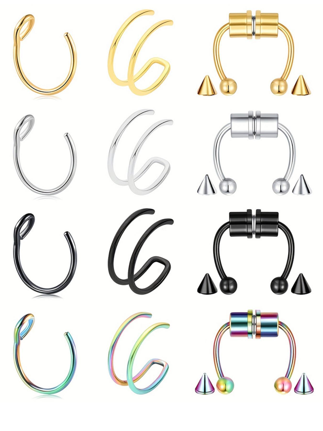 2024 Summer Unisex Punk Style U-shape Nose Rings Without Piercing, Simple Plain Stainless Steel Magnetic Nose Ring, Fashionable Versatile Body Jewelry Non Piercing Jewelry for Men & Women