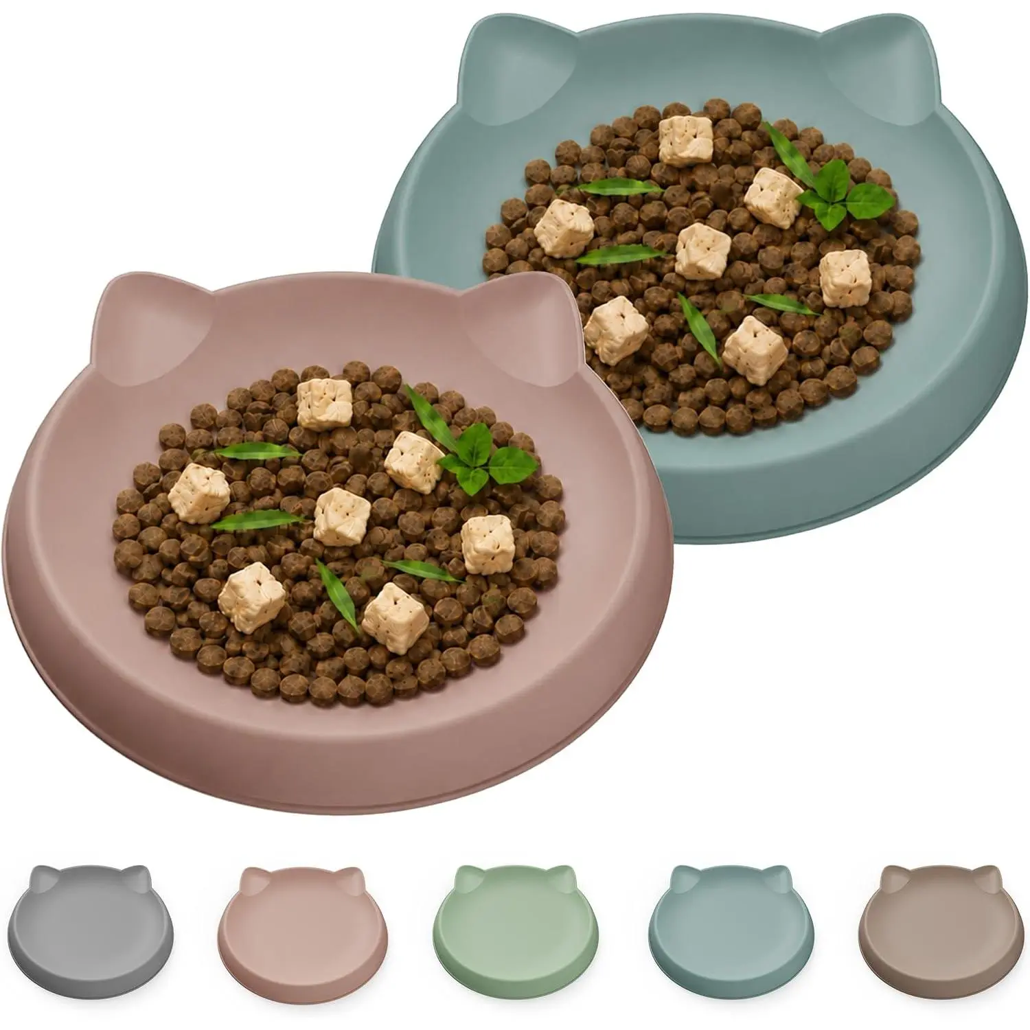 Kitten  Bowl 2 count   Bowls Plates for Wet  | Anti  , Shallow&Flat Design for Indoor Cats,  Grade, Dishwasher Safe, Easy Clean