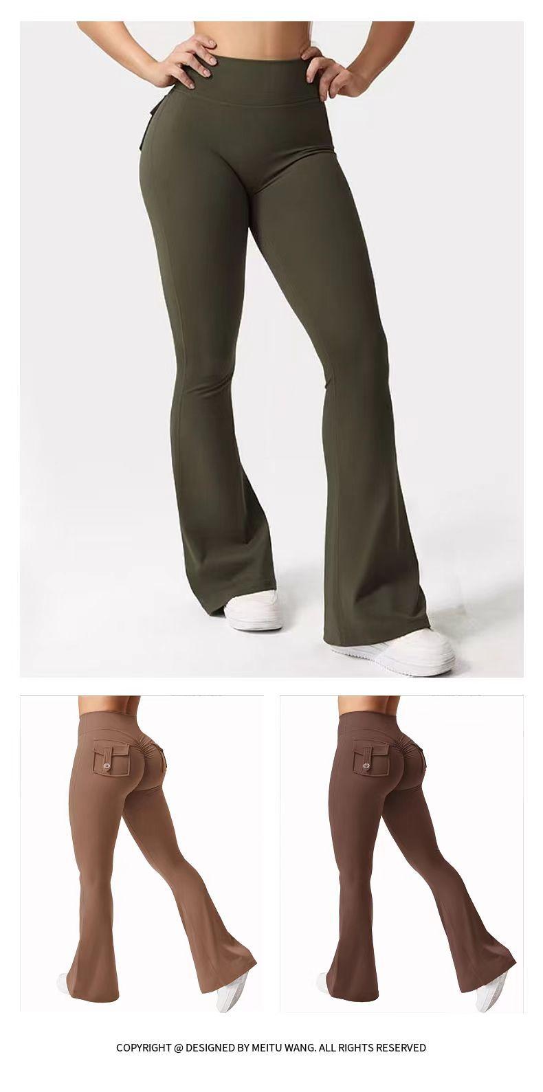 Super Elastic Faux Nylon Seamless Sports Fitness Cargo Pants for Women High Waist Tummy Control Nine-Point Long Pants in Black