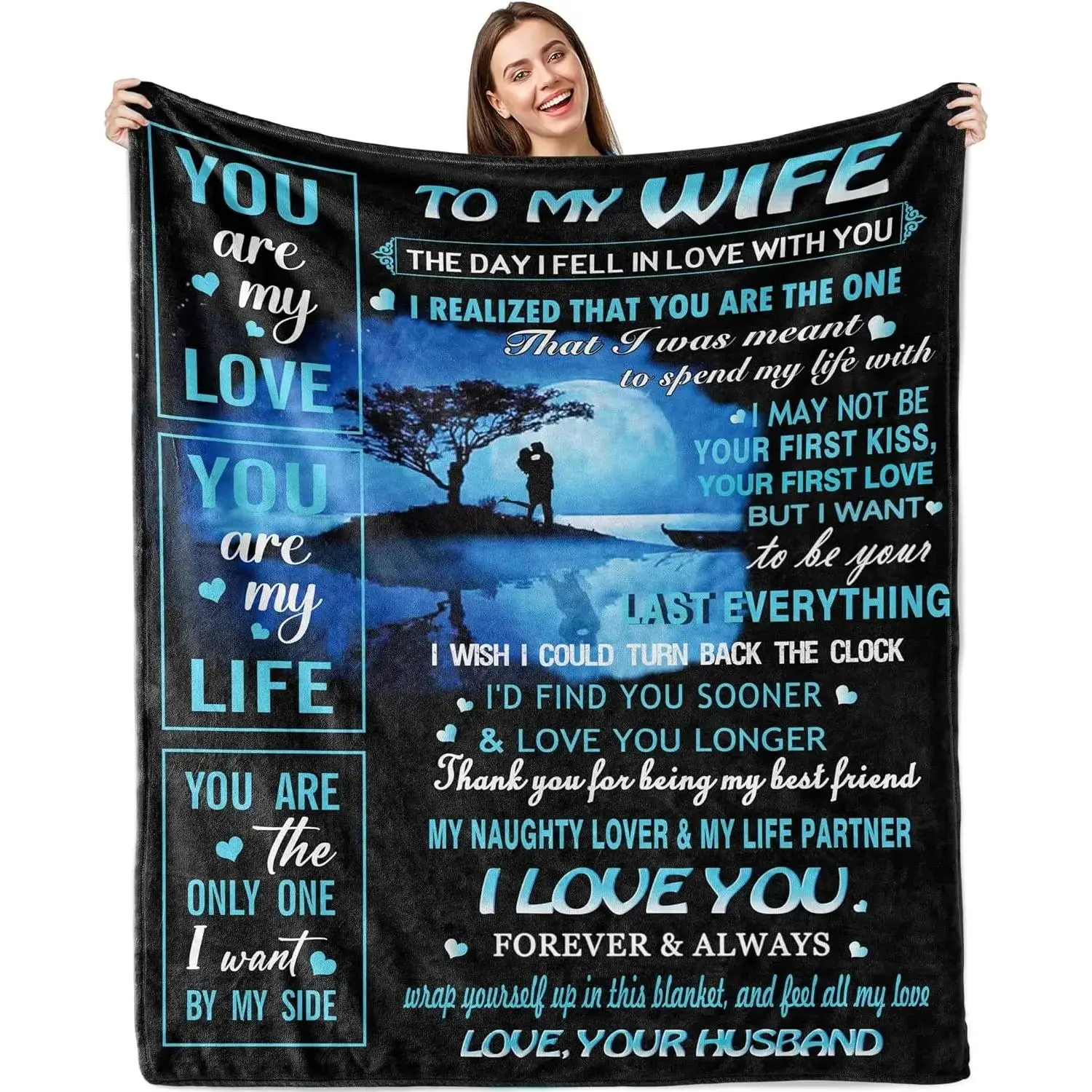 Gifts for Wife Blanket, Soft Comfortable Flannel, Wife Birthday Gifts from Husband, Christmas Birthday Gifts for Wife, Romantic Anniversary Wedding Gifts for Wife, Best Wife Ever Gifts