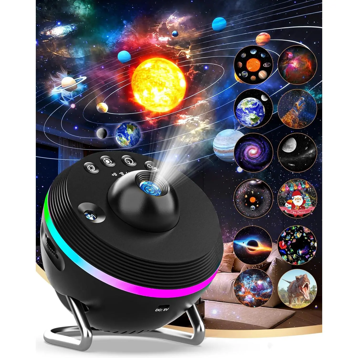 Galaxy Projector for Bedroom 5TH Gen, 13 in 1  Planetarium  Projector with Solar System, Constellation & Meteor, 360° Rotating, Timer, Adjustable Knob, Night Light for Ceiling  Adults