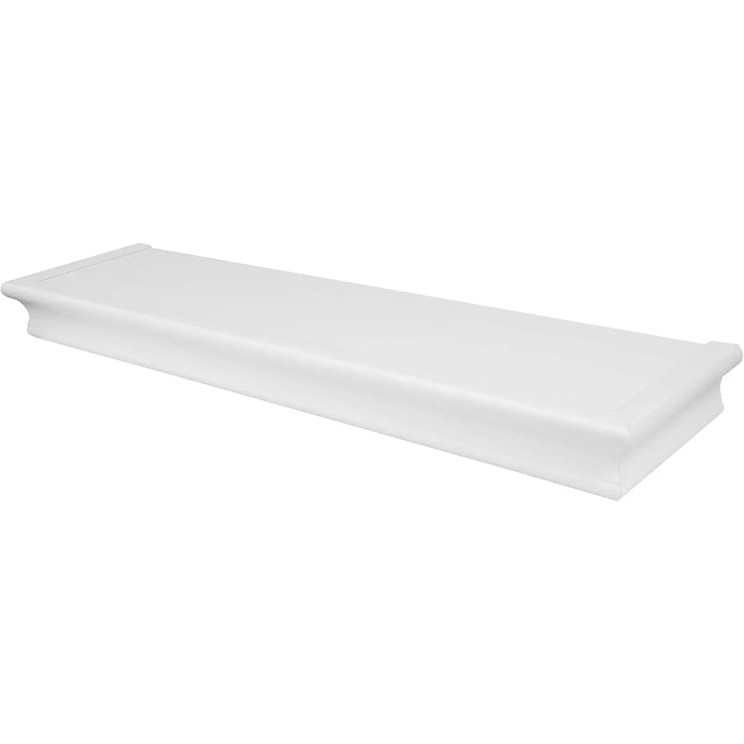 Decorative 24" Floating Shelf Holds up to 20 lbs, Easy Tool-Free Dry Wall Installation, Beveled, White | 515660