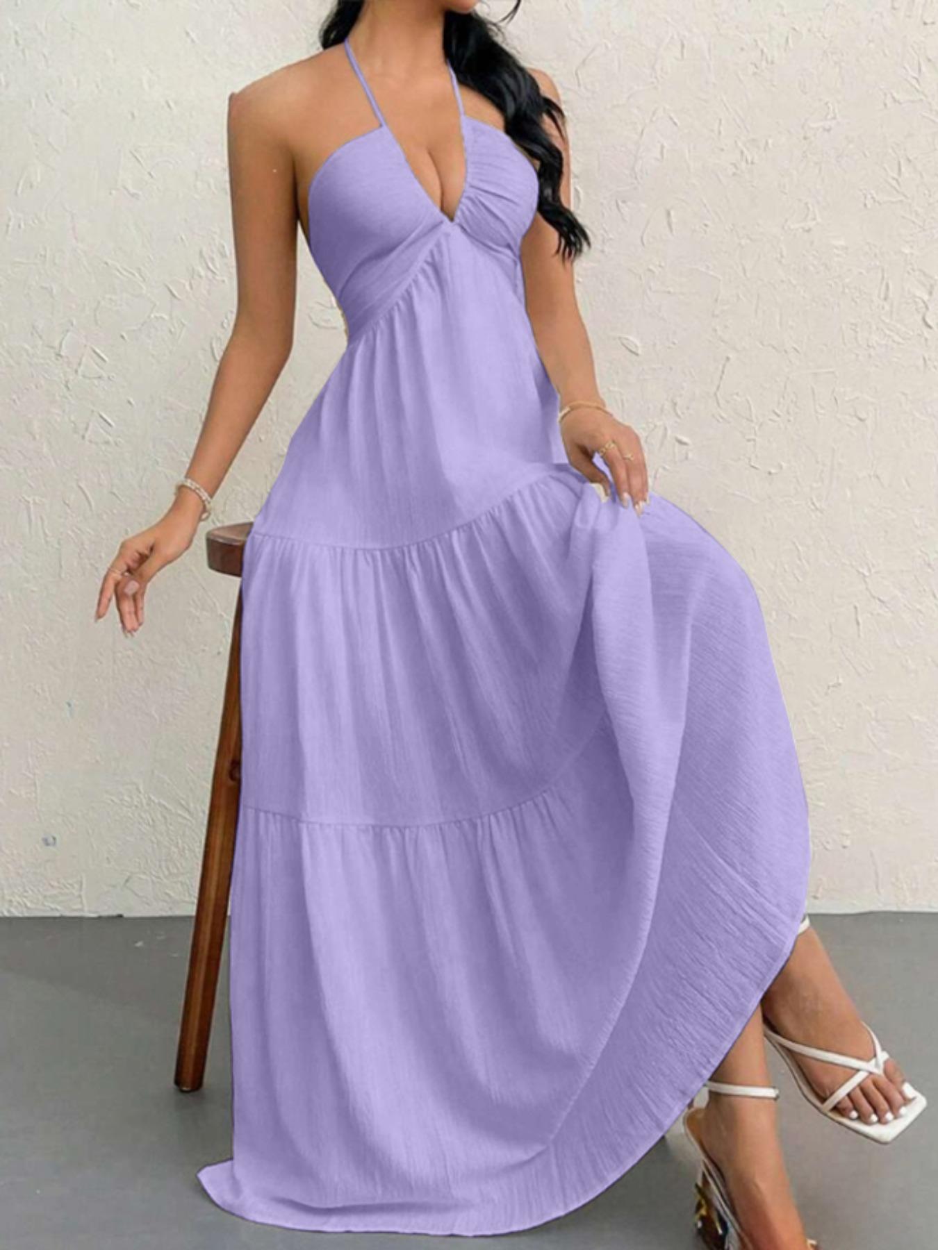 Women's Summer Beach Dress, Formal Wedding Guest Dress, Backless Flowing Vacation Bohemian Long Dress - TikTok Shop Women's Summer Beach Dress, Formal Wedding Guest Dress, Backless Flowing Vacation Bohemian Long Dress - TikTok Shop