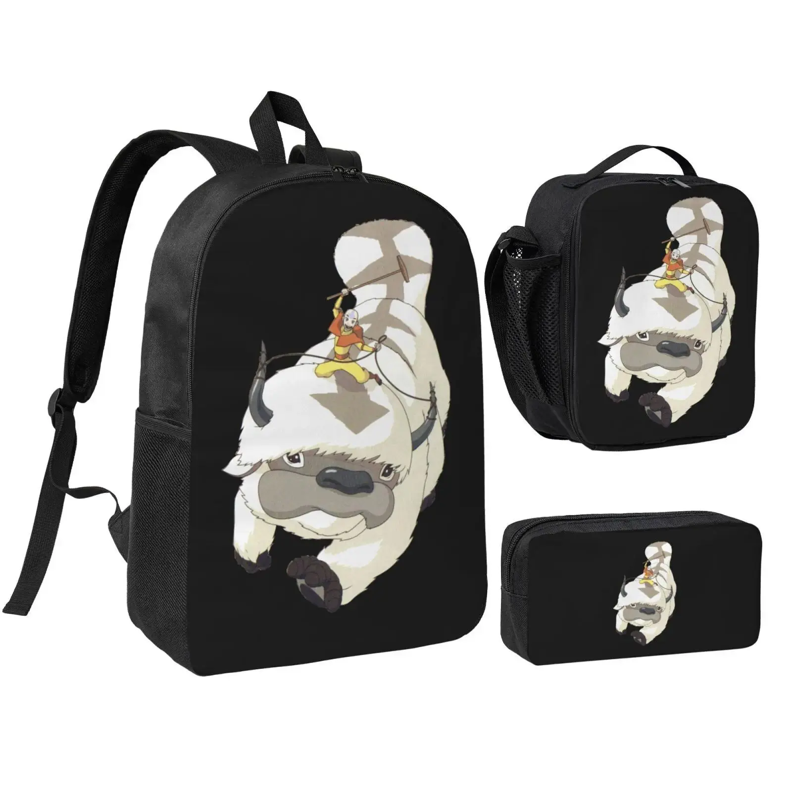 Unisex Avatar The Last Airbender Appa2 3Pcs Backpack for Teen Girls Boys, School Bookbag with Lunchbox Pecil box, Anime backpack with adjustable straps, office travel bag Bookbag