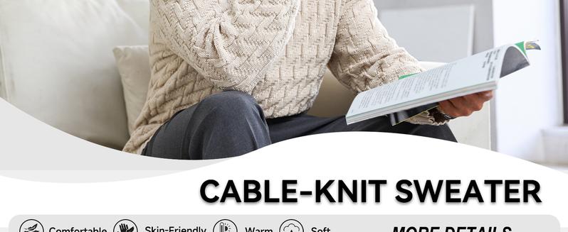 HYPESTFIT Men’s Cable-Knit Mock Neck Sweater – Buttoned Pullover for Fall & Winter