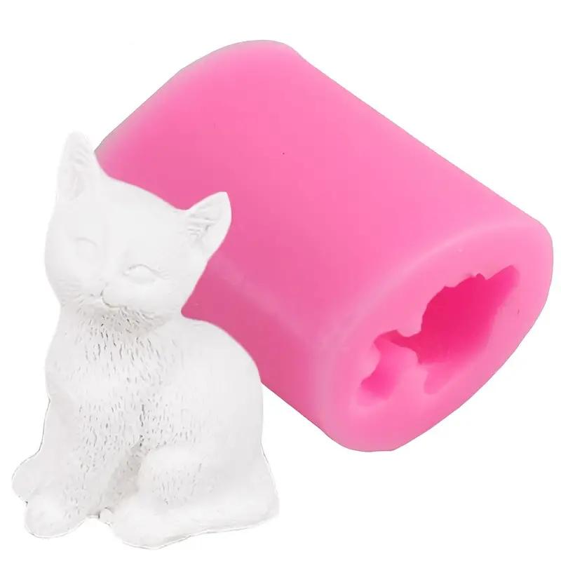 3D Cat Shaped Candle Silicone Mold, 3 Counts Resin Clay Soap Mold, DIY Craft Mold for Decoration and Making Crafts