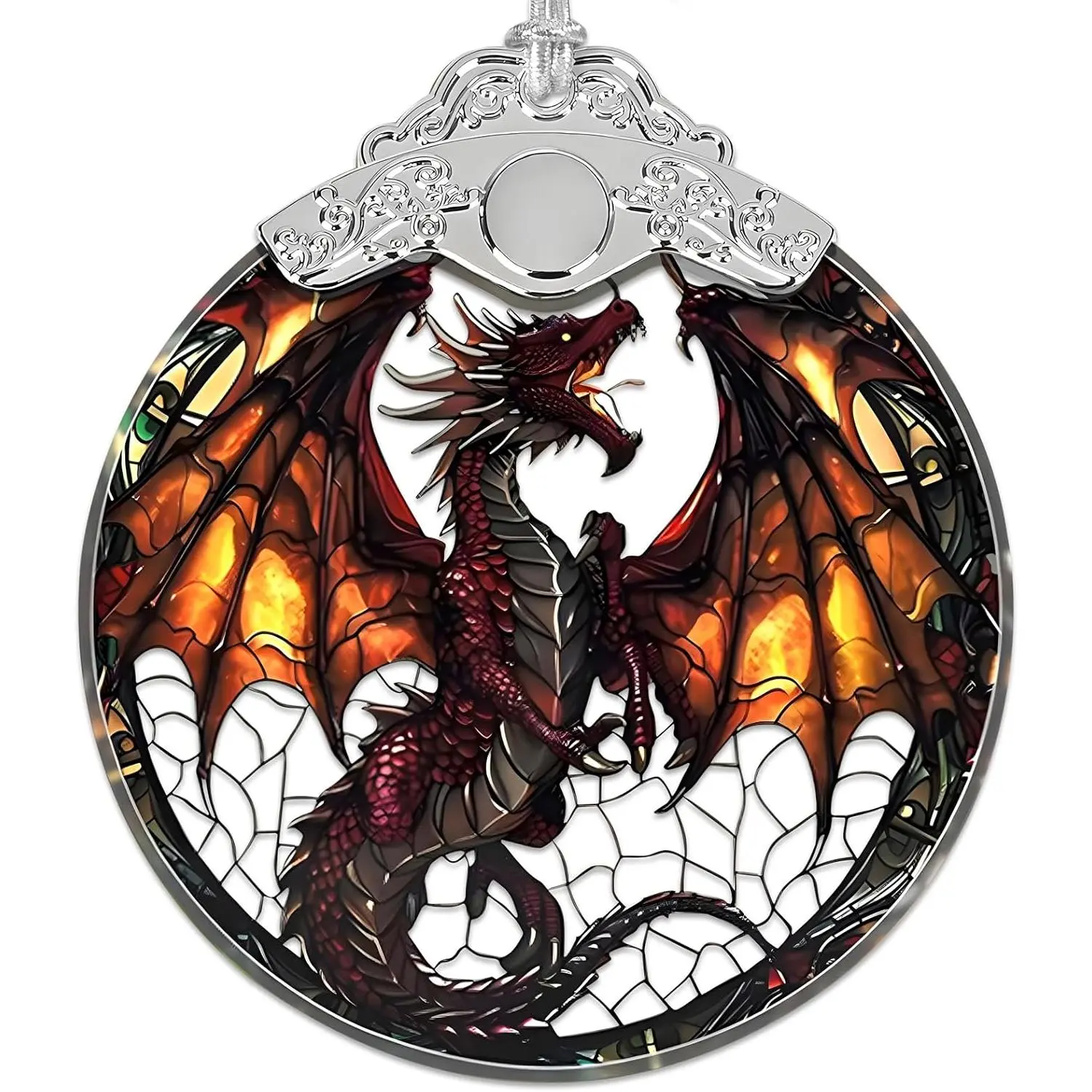 Stained Glass Dragon Christmas Ornament -  Flying Dragon Ornaments for Christmas Tree -  Collectible  Exchange  Festival Decorations