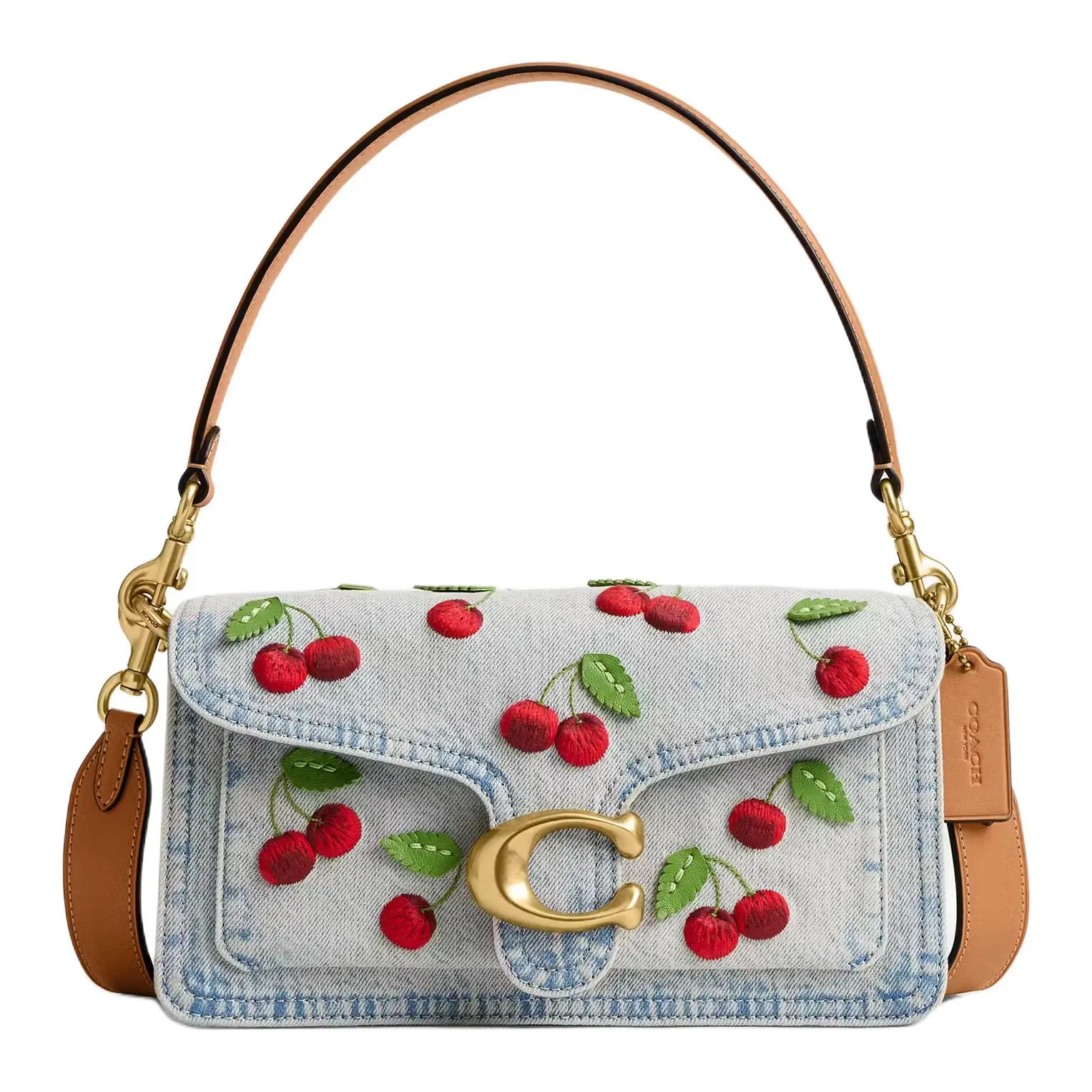 Coach Tabby 26 Medium Handbag for Women – Cherry Embroidered Fabric in Blue